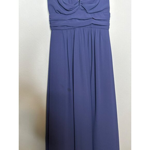 LuLu's Women's XS Sleeveless Plunging Neck Chiffon A-Line Maxi Dress Navy Blue - Picture 6 of 16